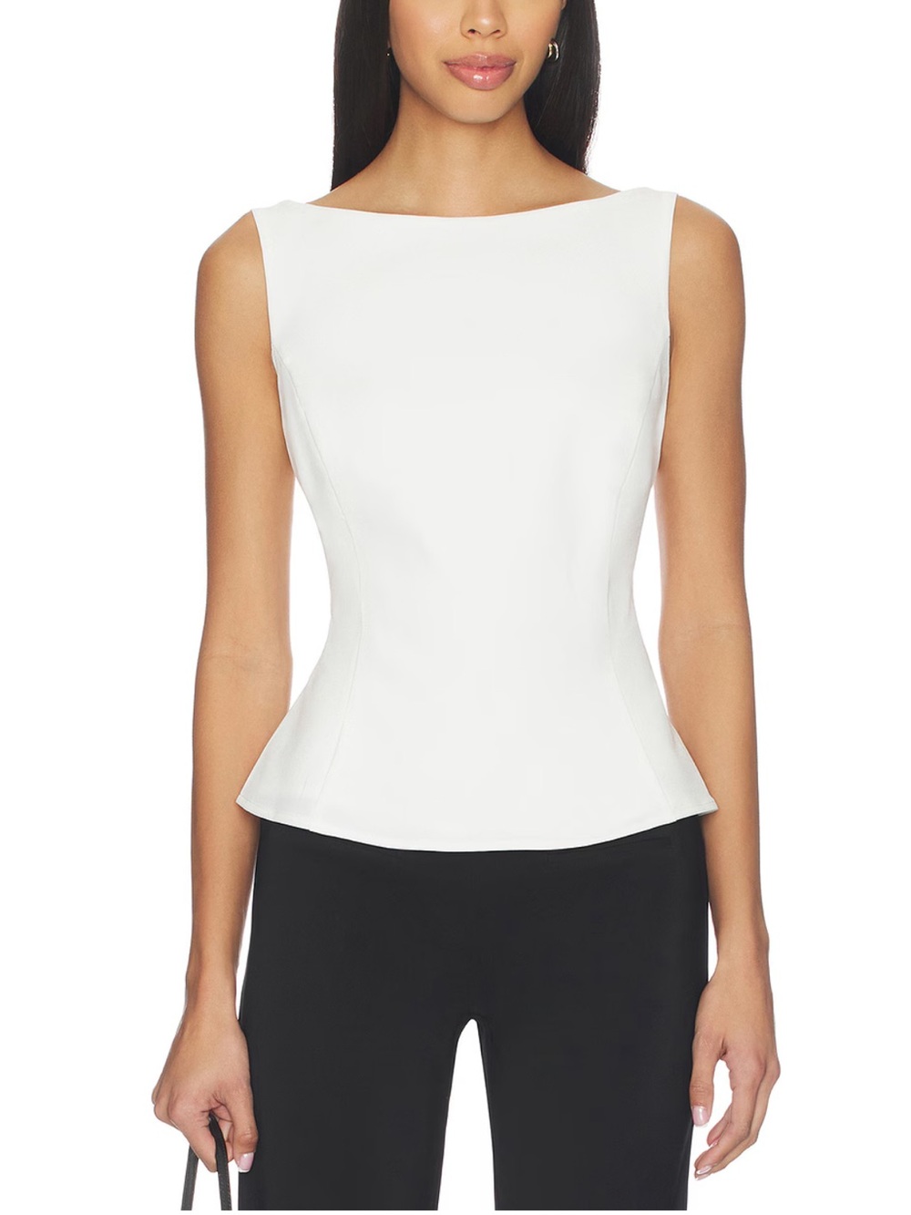 Classic White Boatneck Peplum Camisole
